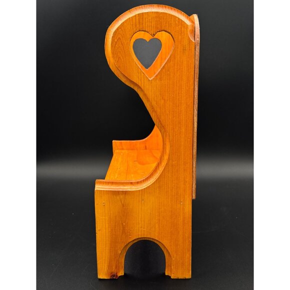 Vintage Handmade Wooden Teddy Bear Doll Bench Heart Cutouts Country Primitive - Picture 5 of 8